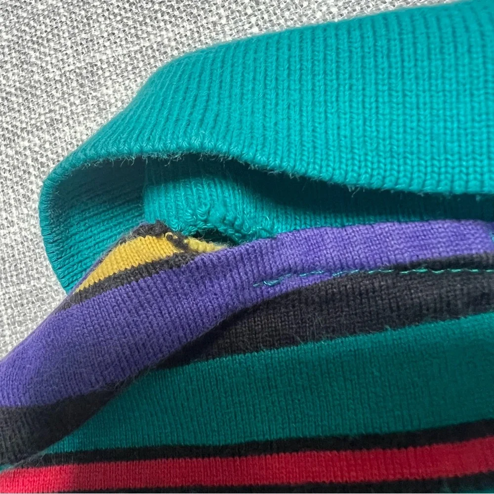 Gymboree Rainbow Tag‎ Vintage 90s Rugby Polo Stripes Teal Long Sleeve Boys
